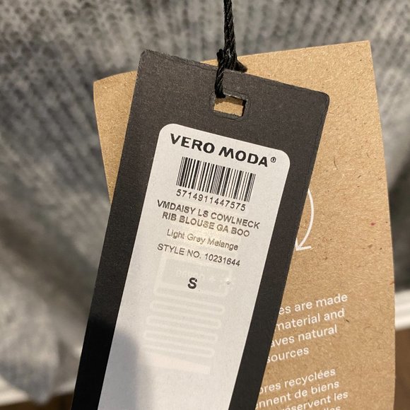 BRAND NEW VERO MODA GRAY COWL NECK SWEATER SIZE S - Picture 3 of 4
